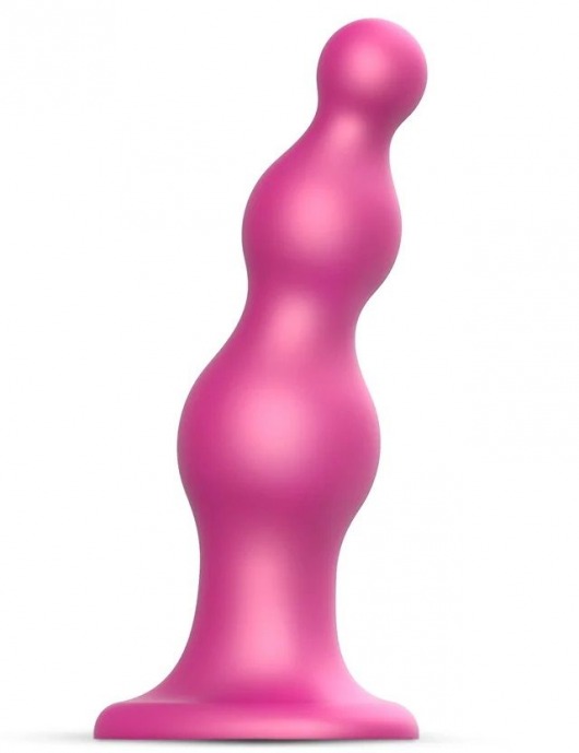 Розовая насадка Strap-On-Me Dildo Plug Beads size S - Strap-on-me - купить с доставкой в Новосибирске
