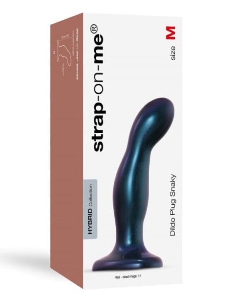 Темно-синяя насадка Strap-On-Me Dildo Plug Snaky size M - Strap-on-me - купить с доставкой в Новосибирске