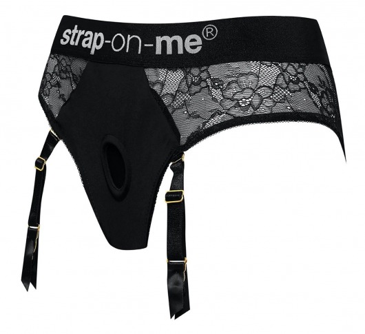 Черные трусики для насадок Diva Lingerie Harness - size M - Strap-on-me - купить с доставкой в Новосибирске
