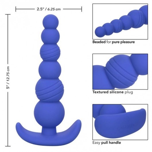 Синяя анальная пробка Cheeky X-6 Beads - 12,75 см. - California Exotic Novelties