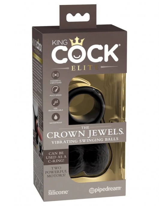 Черная вибронасадка King Cock Ellite The Crown Jewels - Pipedream - в Новосибирске купить с доставкой