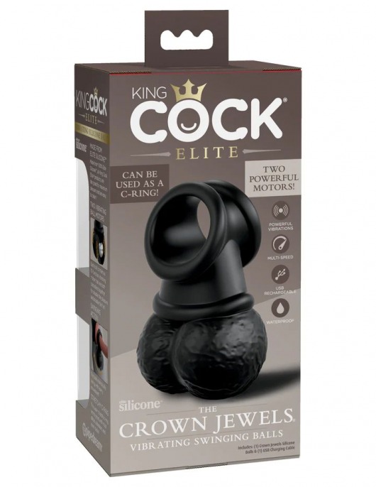 Черная вибронасадка King Cock Ellite The Crown Jewels - Pipedream - в Новосибирске купить с доставкой