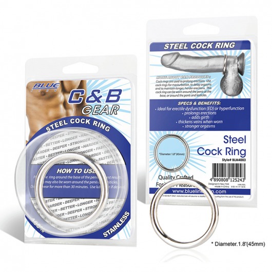 Стальное эрекционное кольцо STEEL COCK RING - 4.8 см. - BlueLine - купить с доставкой в Новосибирске