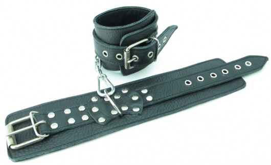 Чёрные наручники  из кожи с пряжкой - БДСМ Арсенал - купить с доставкой в Новосибирске