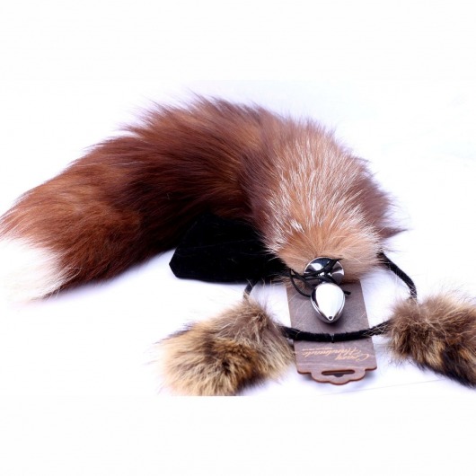 Игровой комплект: серебристая анальная пробка с пушистым хвостом и ободок-ушки - Crazy Handmade - купить с доставкой в Новосибирске