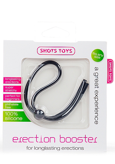 Черное лассо на пенис Erection Booster - Shots Media BV - в Новосибирске купить с доставкой