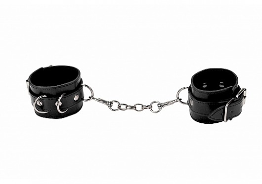 Черные кожаные наручники с заклепками - Shots Media BV - купить с доставкой в Новосибирске