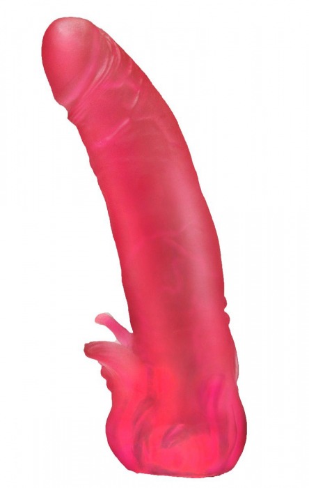 Розовая насадка для страпона с клиторальными лепестками - 18,5 см. - LOVETOY (А-Полимер) - купить с доставкой в Новосибирске