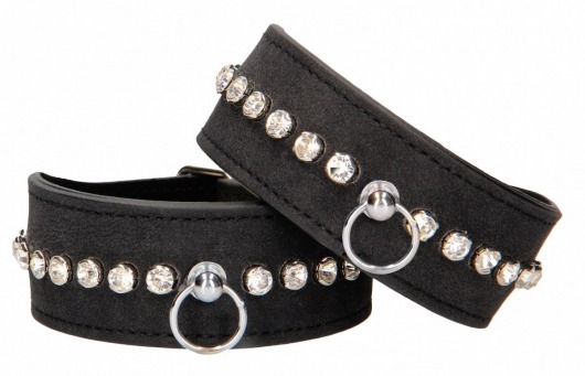 Черные поножи Diamond Studded Ankle Cuffs - Shots Media BV - купить с доставкой в Новосибирске