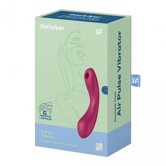 Малиновый вибромассажер с вакуумной стимуляцией Curvy Trinity 1 - Satisfyer