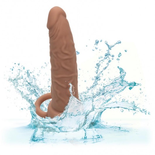 Коричневая перезаряжаемая вибронасадка для двойного проникновения Rechargeable Dual Penetrator - California Exotic Novelties - купить с доставкой в Новосибирске