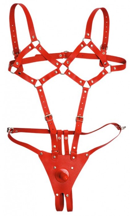 Красная кожаная сбруя  Боди харнес - Sitabella - купить с доставкой в Новосибирске