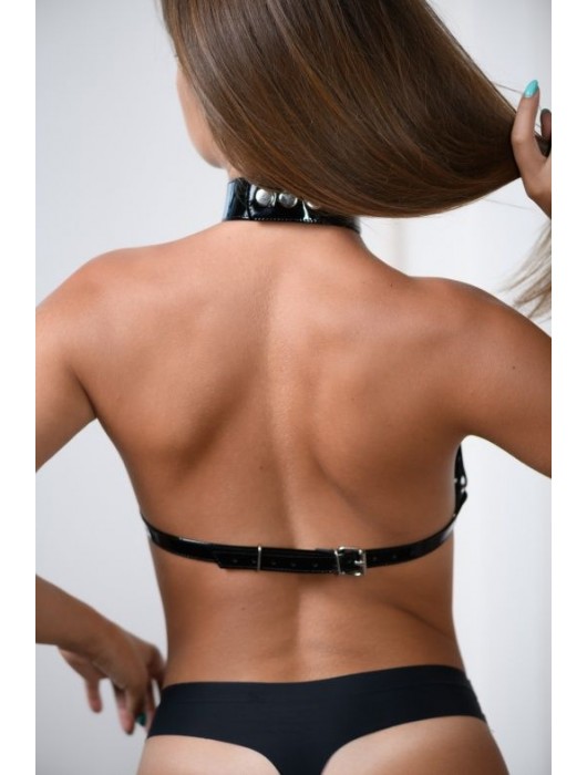 Сбруя из черной лаковой кожи - БДСМ Арсенал - купить с доставкой в Новосибирске