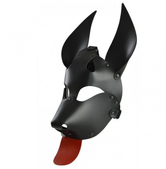 Черная кожаная маска  Дог  с красным языком - Sitabella - купить с доставкой в Новосибирске