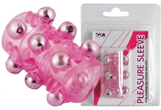Розовая насадка c шариками Pleasure Sleeve - Toyfa Basic - в Новосибирске купить с доставкой