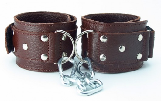 Коричневые кожаные наручники - БДСМ Арсенал - купить с доставкой в Новосибирске