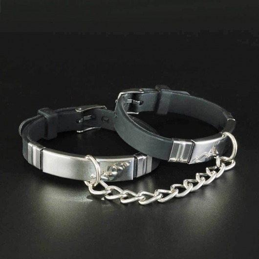 Черные силиконовые наручники с серебристой цепочкой - Sitabella - купить с доставкой в Новосибирске