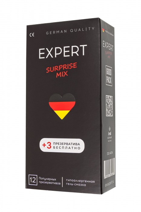 Презервативы EXPERT Surprise Mix - 12 шт.(+3 в подарок) - Expert - купить с доставкой в Новосибирске