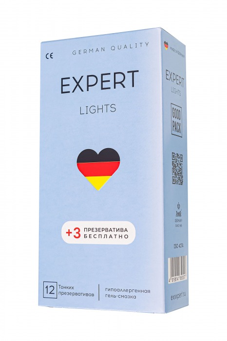 Ультратонкие презервативы EXPERT Lights - 12 шт.(+3 в подарок) - Expert - купить с доставкой в Новосибирске