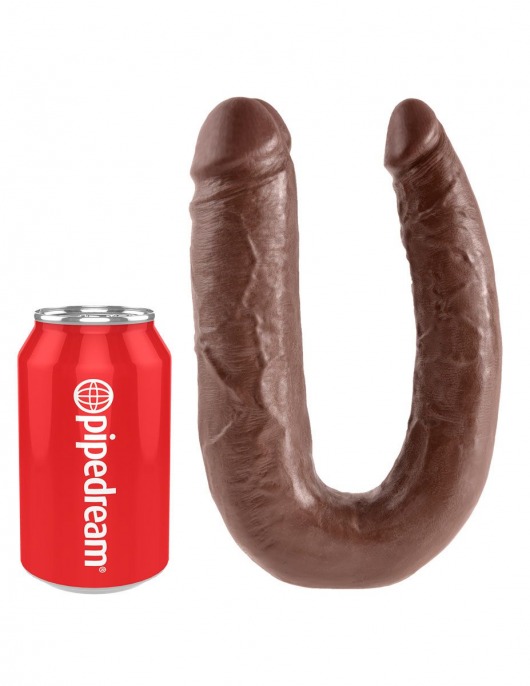 Коричневый двухголовый фалоимитатор U-Shaped Large Double Trouble - 44,4 см. - Pipedream