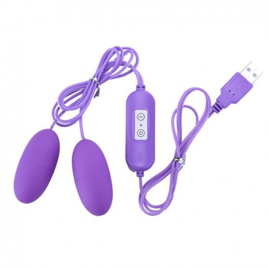 Фиолетовые гладкие виброяйца, работающие от USB - Сима-Ленд