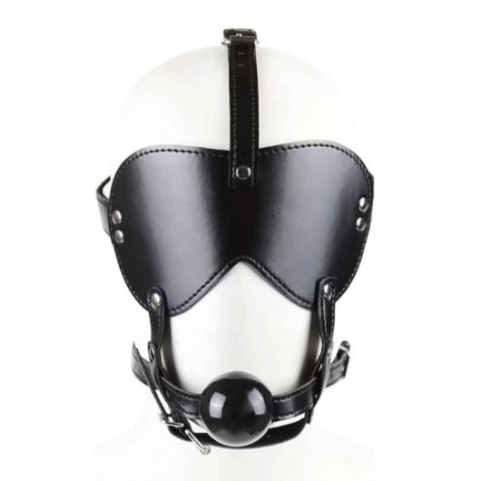 Черная маска-шоры с регулируемыми ремешками и кляпом-шариком - Notabu - купить с доставкой в Новосибирске
