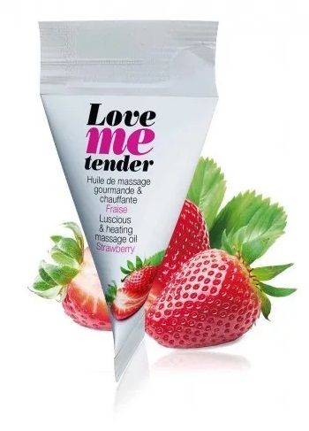 Съедобное согревающее массажное масло Love Me Tender Strawberry с ароматом клубники - 10 мл. - Love to Love - купить с доставкой в Новосибирске