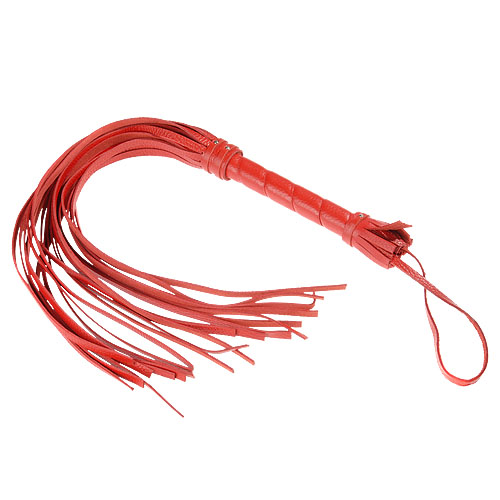 Гладкая красная плеть из кожи с жесткой рукоятью - 65 см. - Sitabella - купить с доставкой в Новосибирске