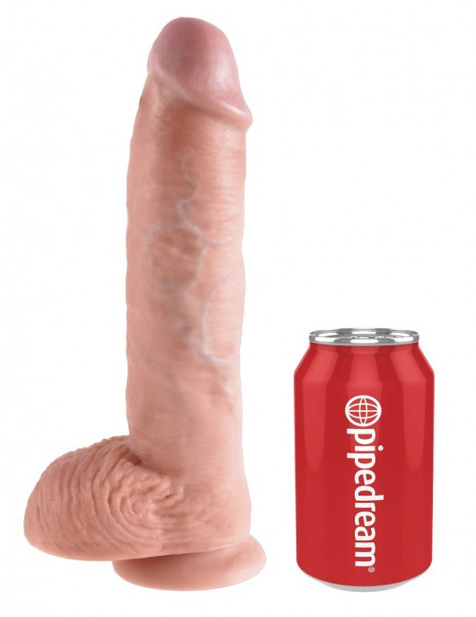 Большой фаллоимитатор с мошонкой 10  Cock with Balls на присоске - 25,4 см. - Pipedream