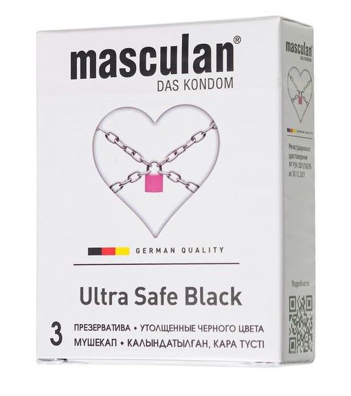 Ультрапрочные презервативы Masculan Ultra Safe Black - 3 шт. - Masculan - купить с доставкой в Новосибирске
