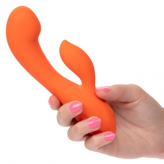Оранжевый вибромассажер Stella Liquid Silicone Dual “G” - 17,75 см. - California Exotic Novelties