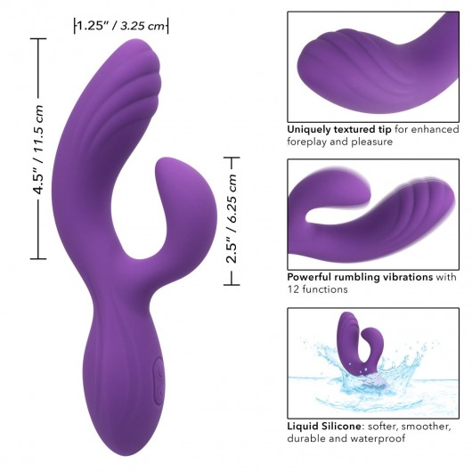 Фиолетовый вибромассажер-кролик Stella Liquid Silicone “C” Curve - 19 см. - California Exotic Novelties