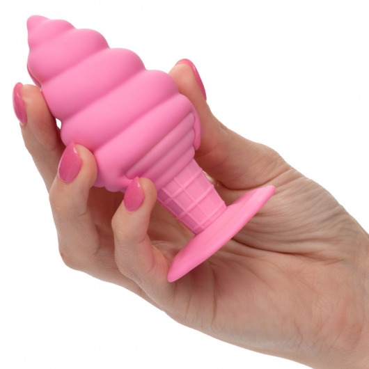 Розовая анальная пробка в виде мороженого Yum Bum Ice Cream Cone Butt Plug - 9,5 см. - California Exotic Novelties