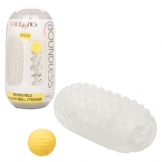 Двусторонний мастурбатор с желтым стимулирующим шариком Reversible Squishy Ball Stroker - California Exotic Novelties - в Новосибирске купить с доставкой