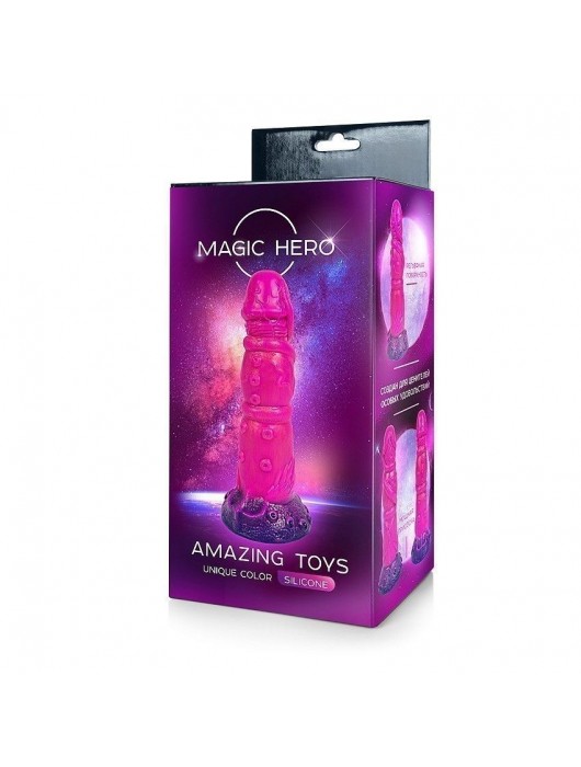 Розовый рельефный фантазийный фаллоимитатор - 20 см. - Bior toys - купить с доставкой в Новосибирске