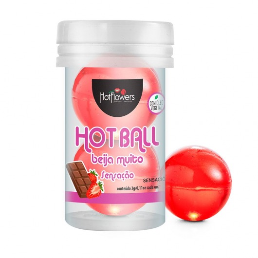 Лубрикант на масляной основе Hot Ball Beija Muito с ароматом шоколада и клубники (2 шарика по 3 гр.) - HotFlowers - купить с доставкой в Новосибирске