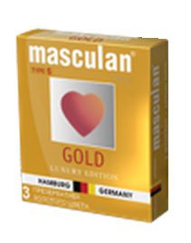 Презервативы Masculan Ultra Gold с золотым напылением и ароматом ванили - 3 шт. - Masculan - купить с доставкой в Новосибирске