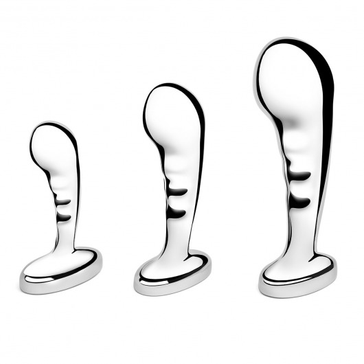 Набор из 3 стальных стимуляторов простаты Stainless Steel P-spot Training Set - b-Vibe - в Новосибирске купить с доставкой