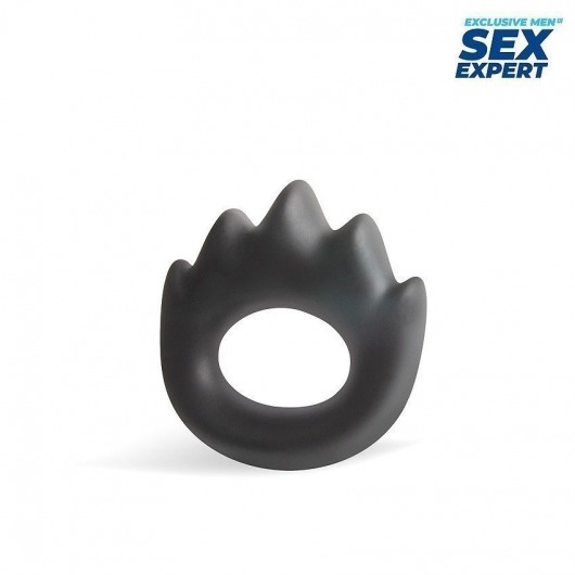 Черное эрекционное кольцо в форме пламени - Sex Expert - в Новосибирске купить с доставкой