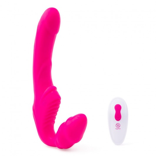 Розовый безремневой страпон на радиоуправлении Strapless Together - 22 см. - Together Toy - купить с доставкой в Новосибирске