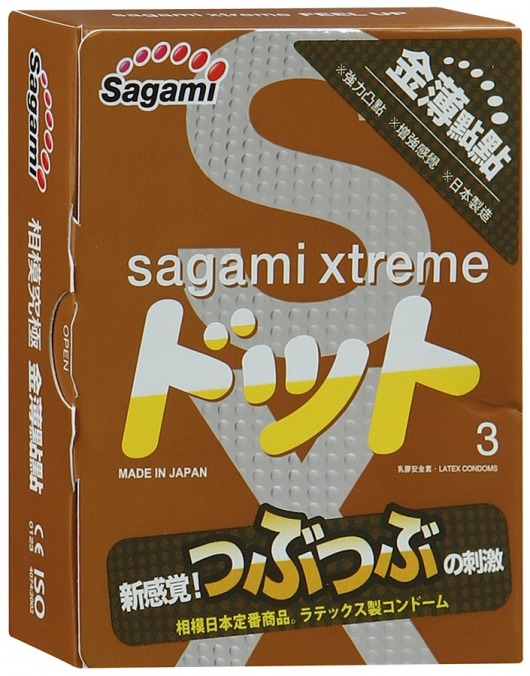 Презервативы Sagami Xtreme FEEL UP с точечной текстурой и линиями прилегания - 3 шт. - Sagami - купить с доставкой в Новосибирске