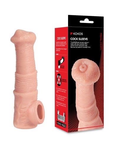 Телесная фантазийная насадка на член Cock Sleeve Size M - KOKOS - в Новосибирске купить с доставкой