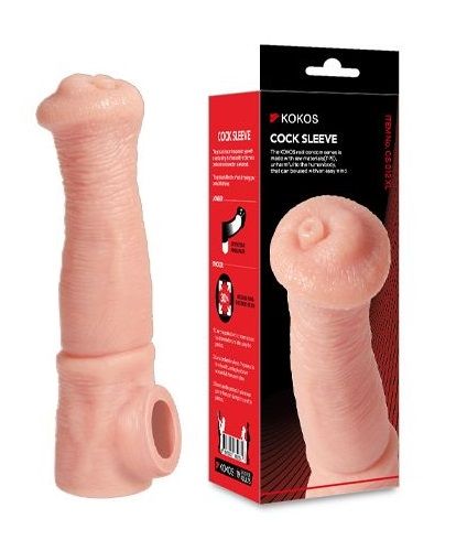 Телесная фантазийная насадка на член Cock Sleeve Size L - KOKOS - в Новосибирске купить с доставкой