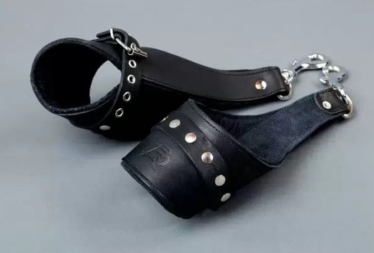 Чёрные кожаные наручники для подвешивания - Подиум - купить с доставкой в Новосибирске