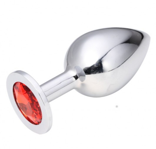 Анальная пробка BUTT PLUG Large с красным кристаллом - 9,5 см. - Anal Jewelry Plug - купить с доставкой в Новосибирске