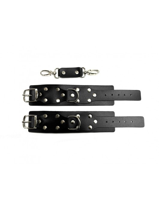 Черные кожаные наручники Sex Game - БДСМ Арсенал - купить с доставкой в Новосибирске