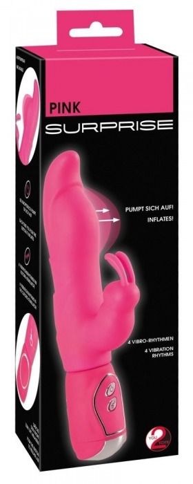 Вибратор с клиторальным стимулятором и функцией подкачки Pink Surprise - 25 см. - Orion