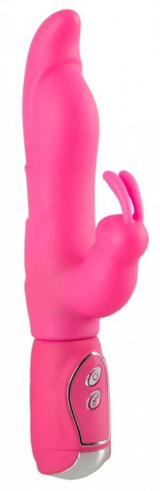 Вибратор с клиторальным стимулятором и функцией подкачки Pink Surprise - 25 см. - Orion