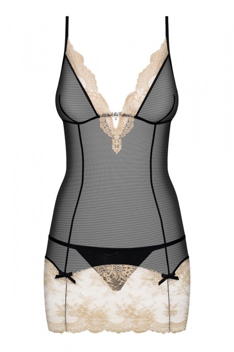 Полупрозрачная сорочка Bisquella с ажурным подолом - Obsessive купить с доставкой