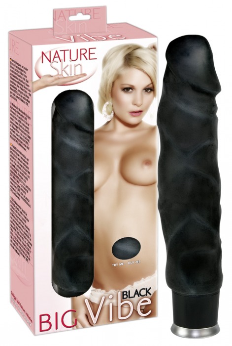 Вибратор-реалистик Nature Skin Big Vibe Black - 22 см. - Orion